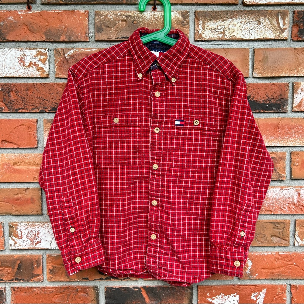 TOMMY HILFIGER Plaid Button Up (Red)